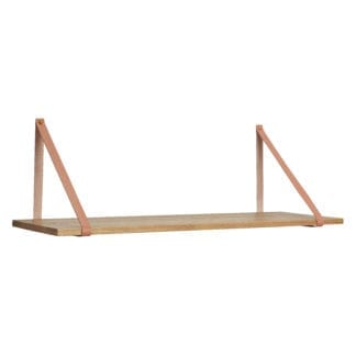 Étagère murale – Bois & Cuir