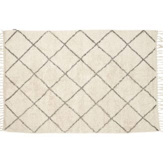 Tapis à franges - Blanc/Gris