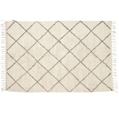 Tapis à franges - Blanc/Gris