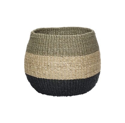 Panier osier - Rayé noir S