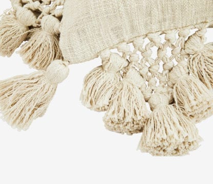 Housse de coussin - Beige & Pompons