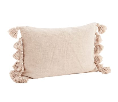 Housse de coussin - Rose à franges