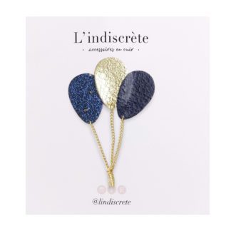 Broche ballon – Bleu nuit & Or