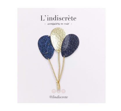 Broche ballon – Bleu nuit & Or