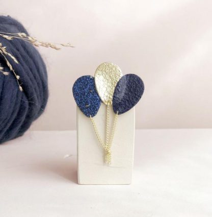 Broche ballon – Bleu nuit & Or