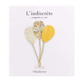 Broche ballon – Moutarde, Or & Paillettes