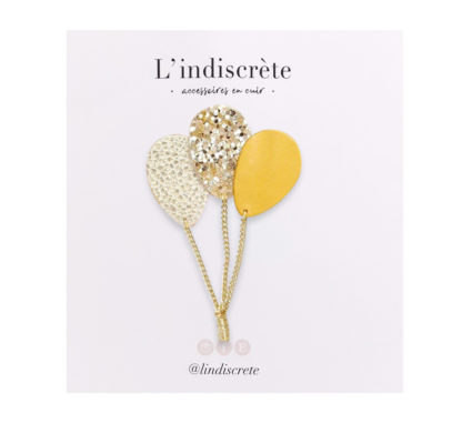 Broche ballon – Moutarde, Or & Paillettes