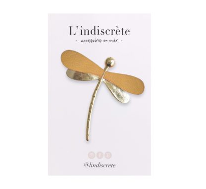 Broche libellule mini – Moutarde
