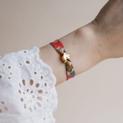 Bracelet ruban – Oiseau Pink