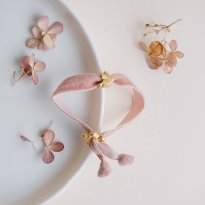 Bracelet velours – Oiseau Blush