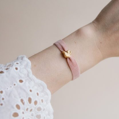 Bracelet velours – Oiseau Blush