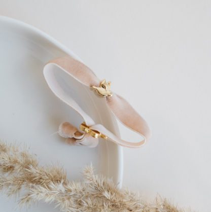 Bracelet velours – Oiseau Cream