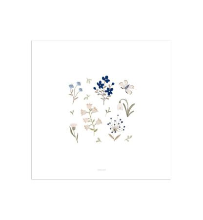 Affiche carrée – Fleurs bleu