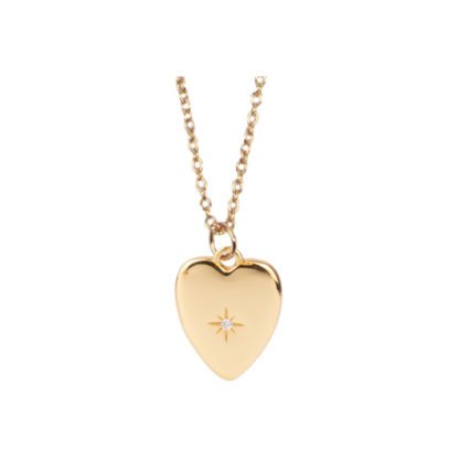 Collier médaillon – Coeur blanc