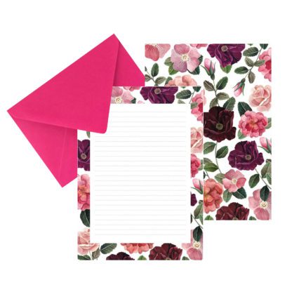 Papier à lettre - Fleurs roses