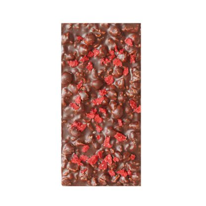 Chocolat noir & Éclats de popcorn - Framboise