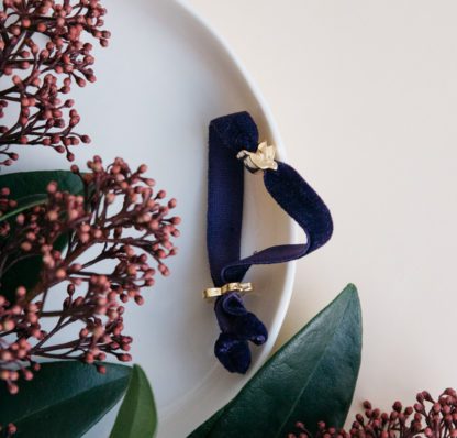 Bracelet velours – Oiseau Blueberry