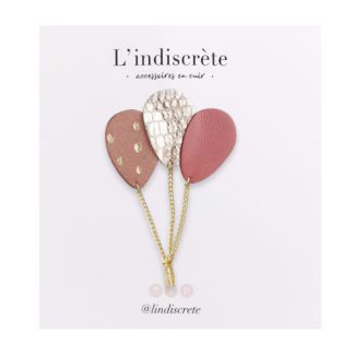 Broche ballon – Vieux rose & Pois