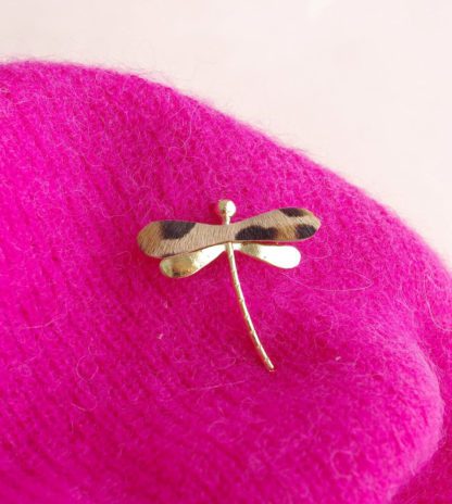 Broche libellule mini – Léopard