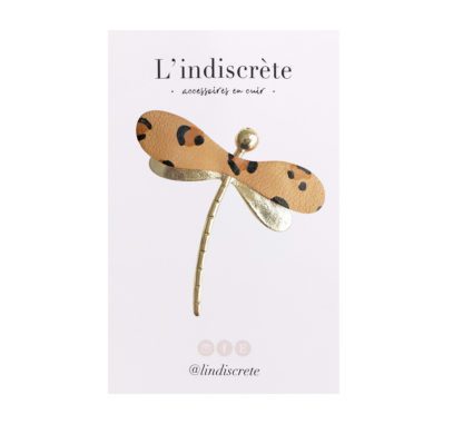 Broche libellule mini – Léopard
