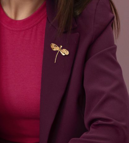 Broche libellule mini – Léopard