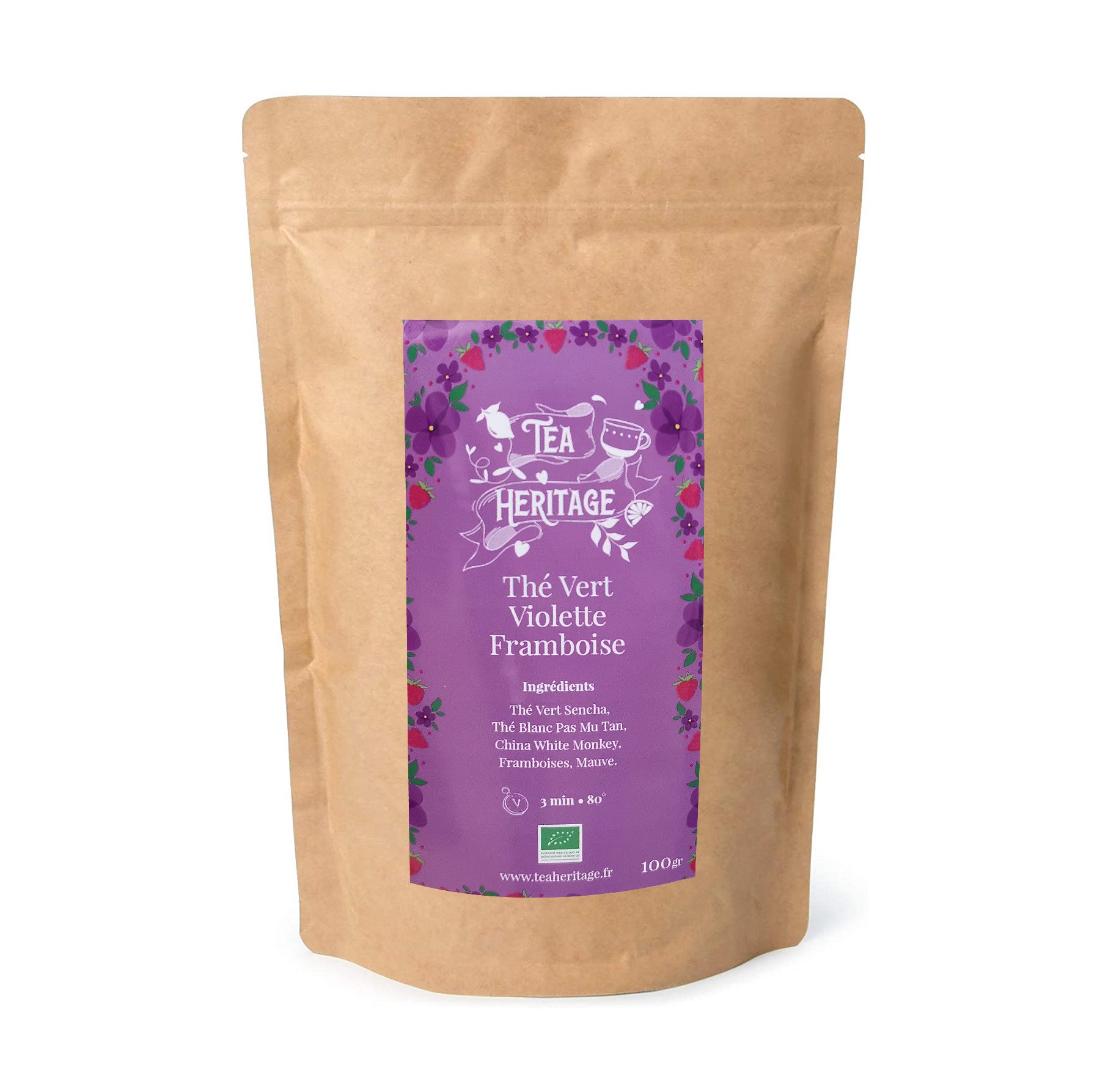 Thé Vert Bio - Thé Framboise et Violette - Thé vrac 100g – TeaHeritage