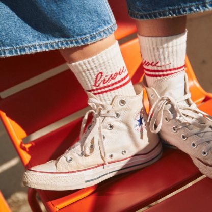 Chaussettes Bisou - Blanc & Rouge