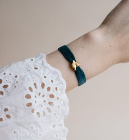 Bracelet velours – Oiseau Emerald