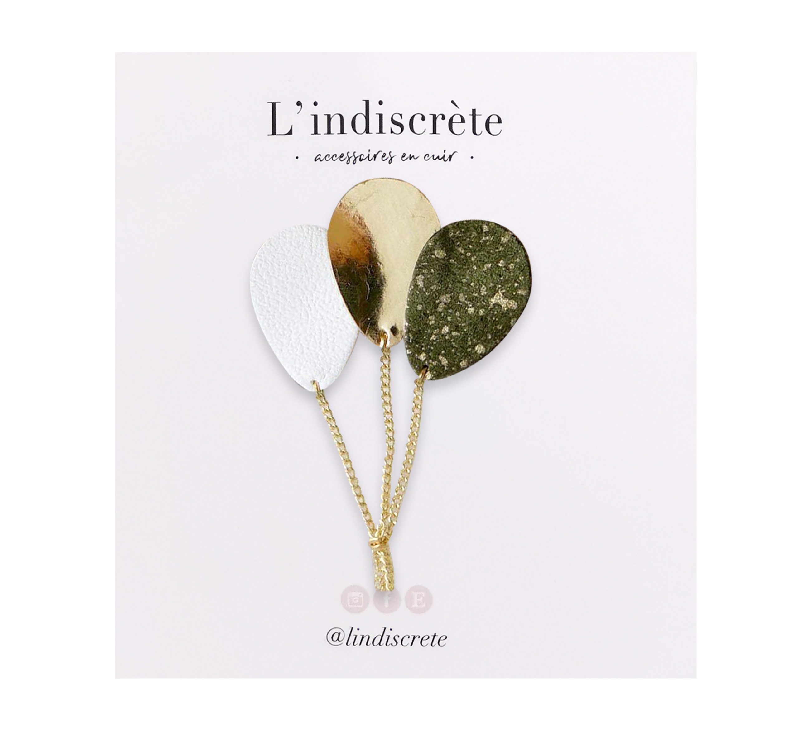 Broche ballon – Vert moucheté & Or ⸱ L'Indiscrète