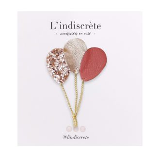 Broche ballon – Vieux rose, Or & Paillettes