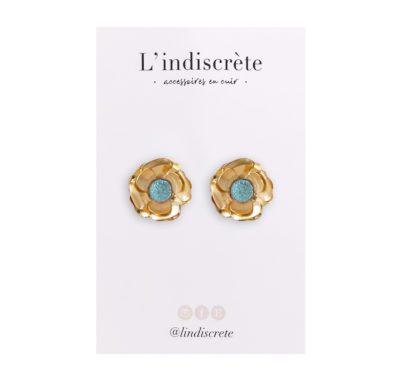 Boucles d'oreille fleur Vérone – Bleu sirène