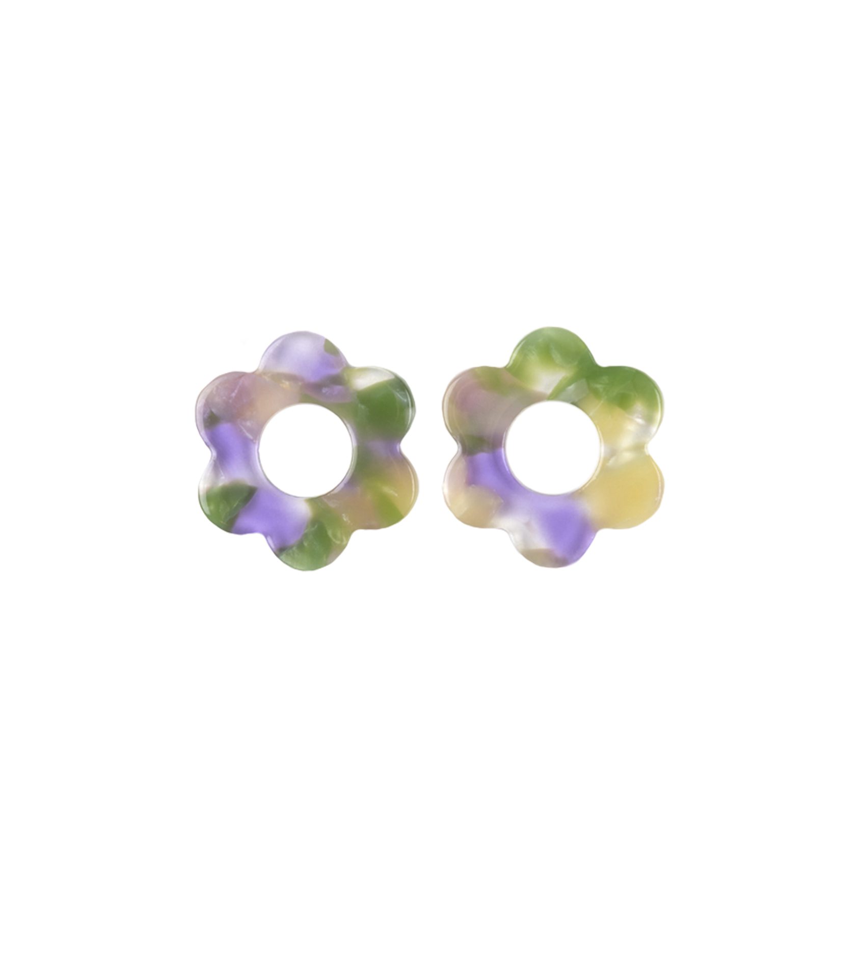 Fleurette sans anneaux - Vert & Lavande