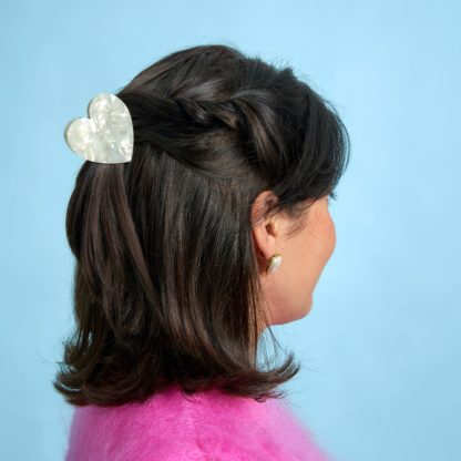 Pince à cheveux - Coeur blanc