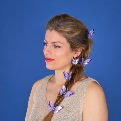 Pince à cheveux - Papillon mini mauve