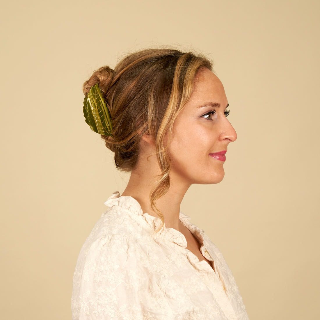 Pince à cheveux - Feuille verte