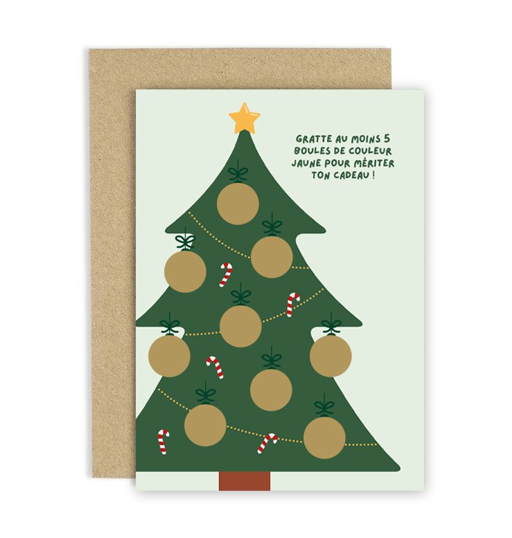 Carte à gratter – Sapin de Noël