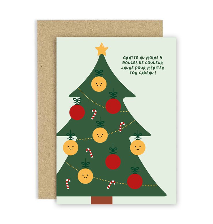 Carte à gratter – Sapin de Noël