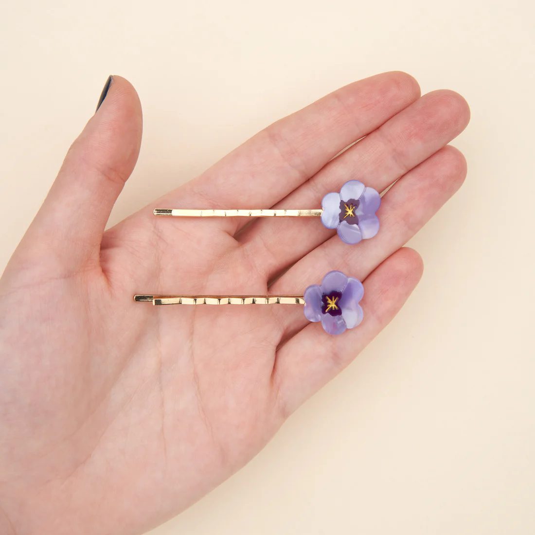 Barrettes à cheveux - Pensées duo