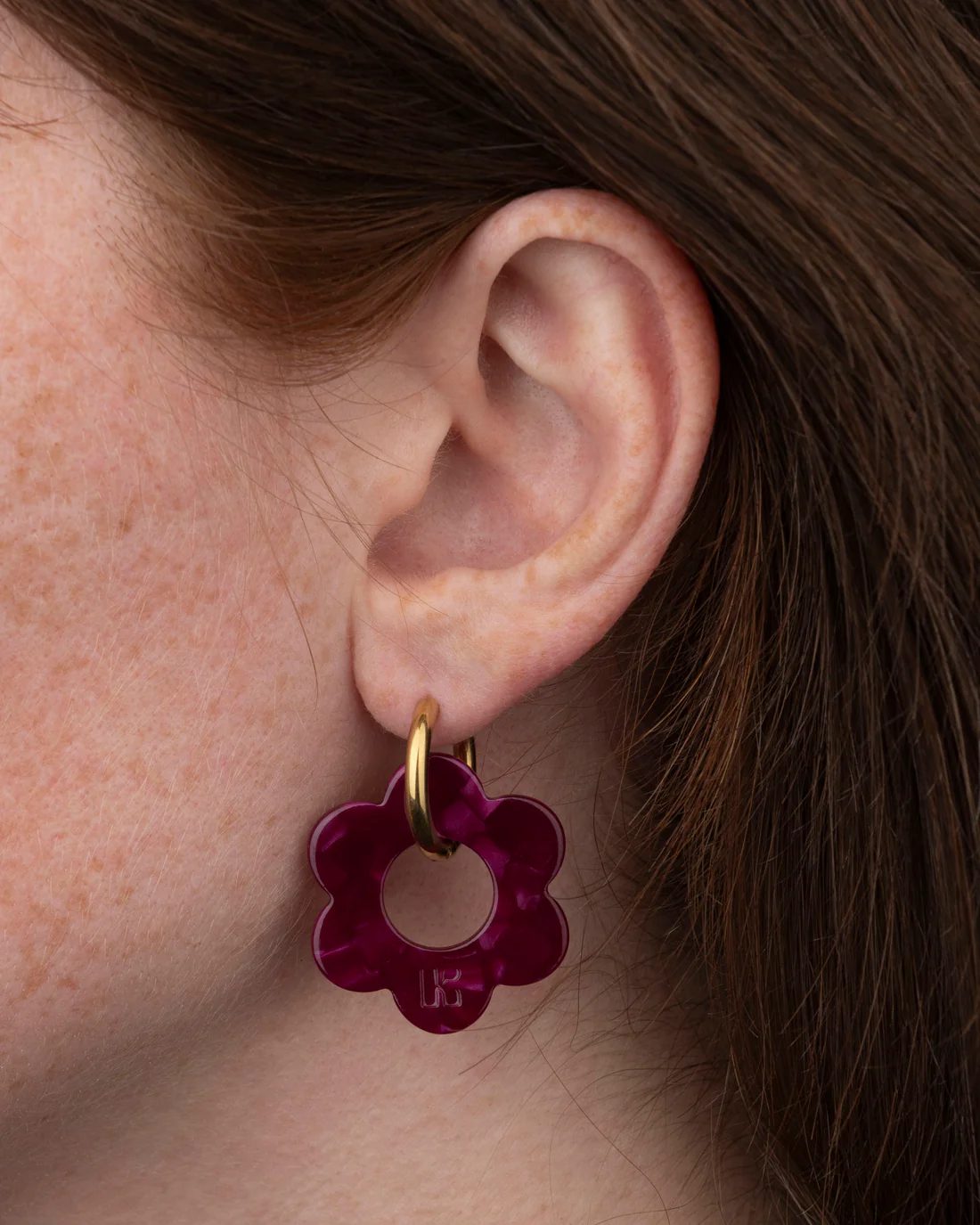 Boucles d'oreilles - Fleurette cerise MAXI